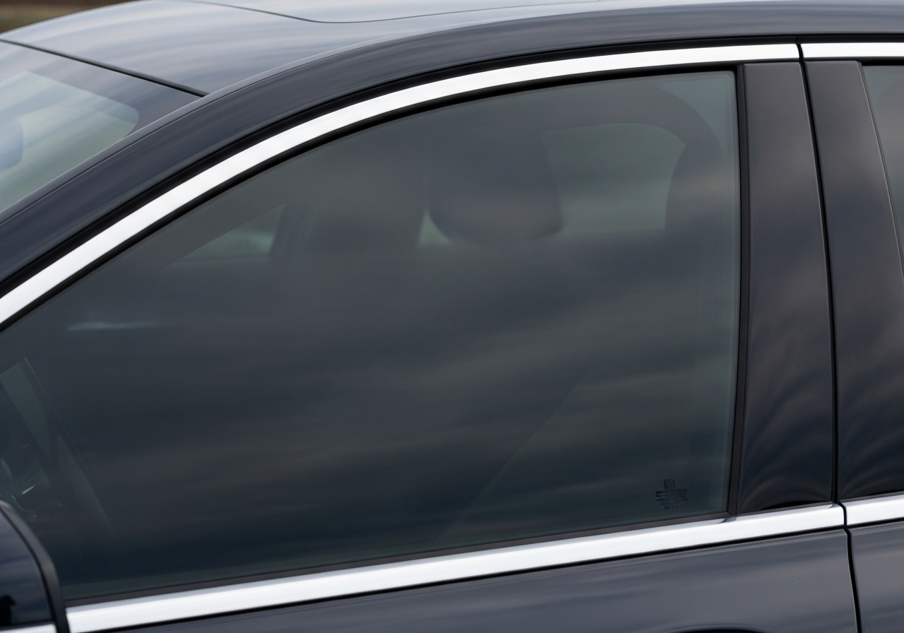 Deep charcoal window tint on a luxury sedan — Autospa Detailz Mineola NY